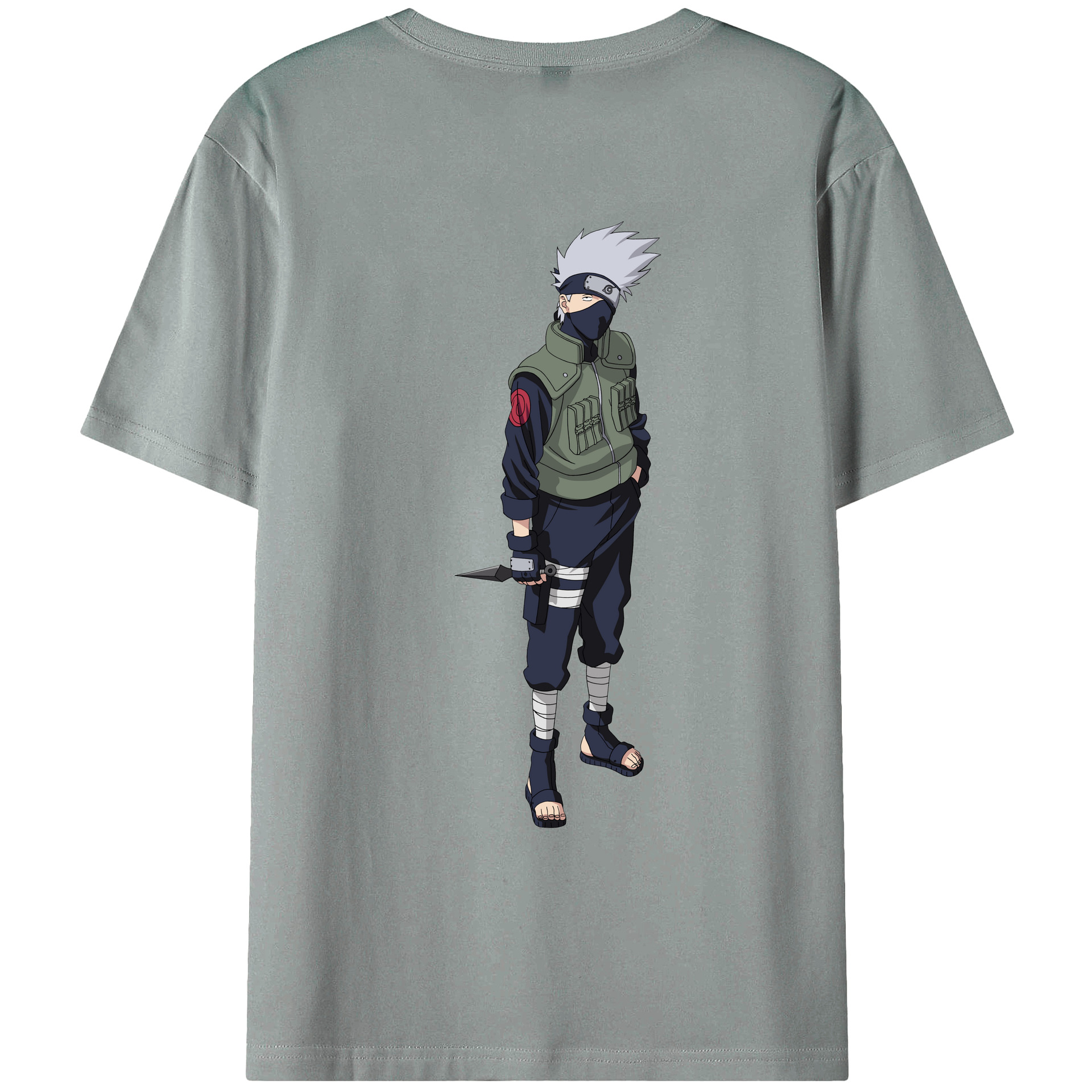 （画像用） NARUTO -ナルト- はたけ カカシ Hatake Kakashi 綿100％ メンズ半袖Tシャツ（バックプリント） 通気性